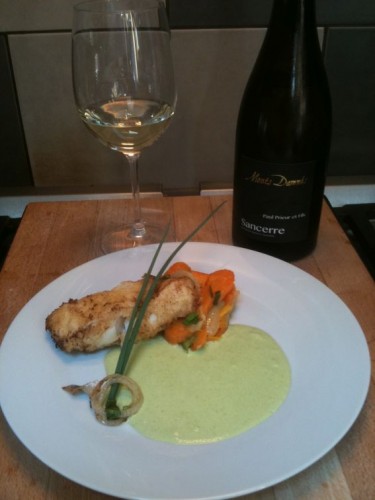 Dos de cabillaud carottes fondantes aux oignons, sauce petit pois à la menthe 5